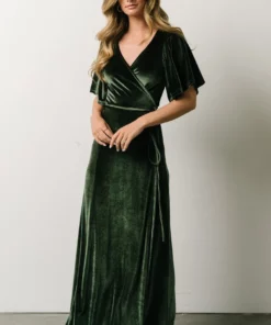 BB Custom Dresses Meghan Velvet Wrap Maxi Dress | Deep Green 27 BB Custom Dresses Meghan Velvet Wrap Maxi Dress | Deep Green