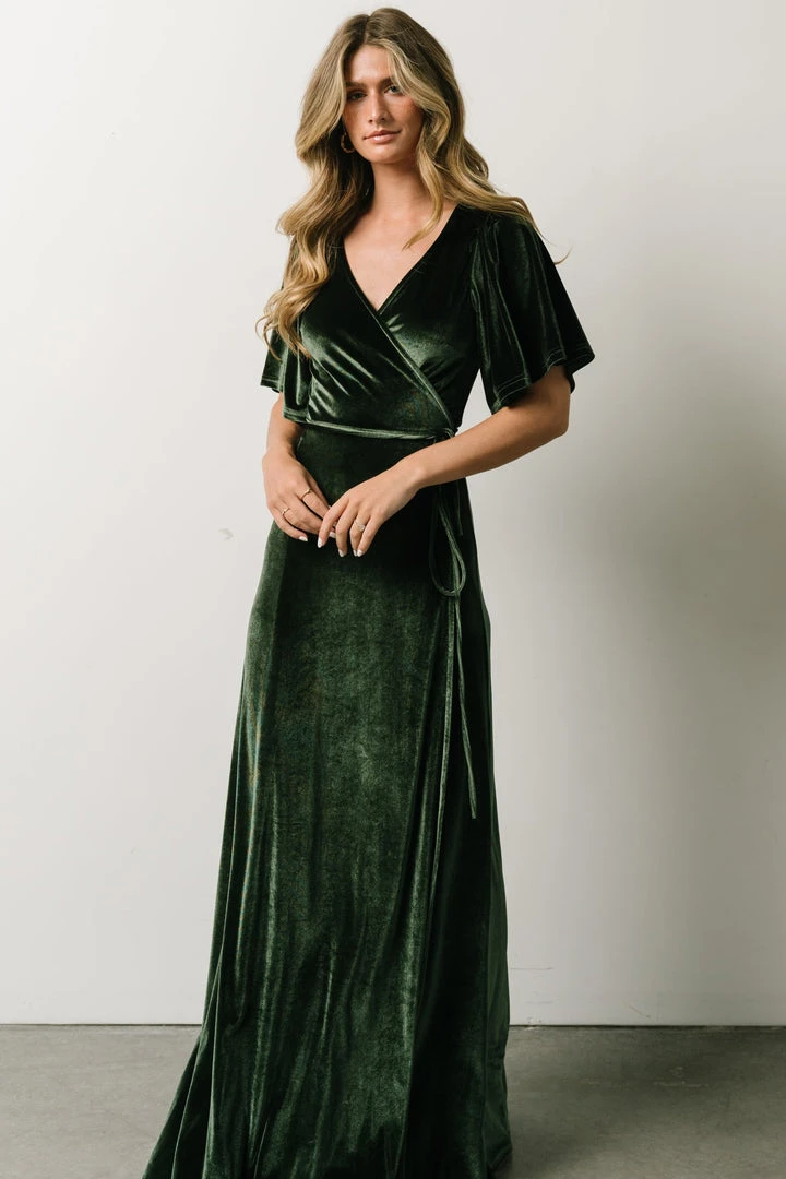 BB Custom Dresses Meghan Velvet Wrap Maxi Dress | Deep Green 14 BB Custom Dresses Meghan Velvet Wrap Maxi Dress | Deep Green
