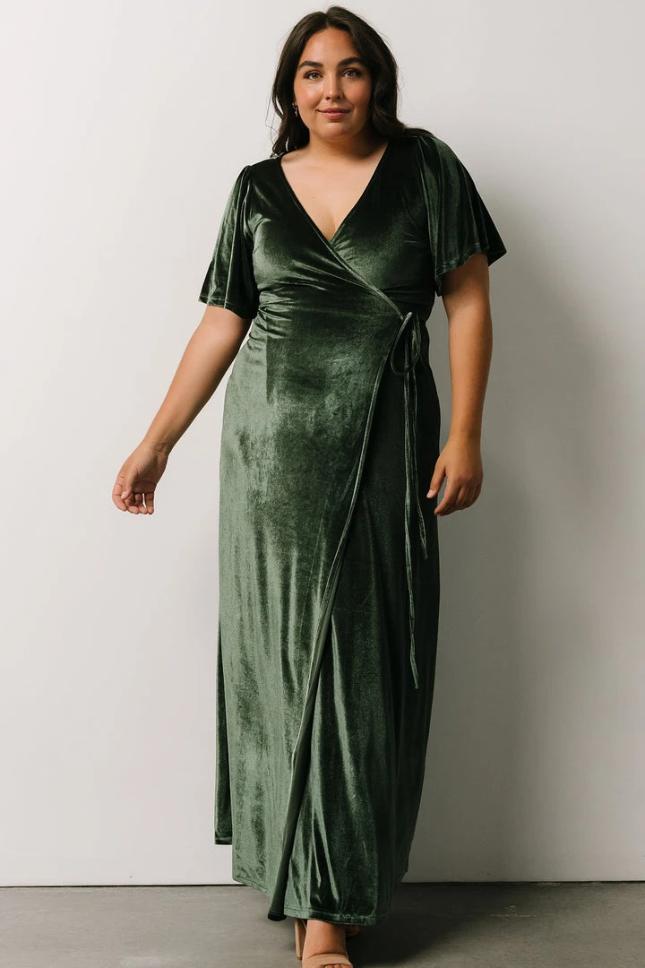 BB Custom Dresses Meghan Velvet Wrap Maxi Dress | Deep Green 5 BB Custom Dresses Meghan Velvet Wrap Maxi Dress | Deep Green