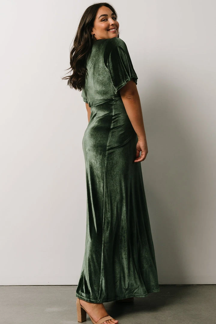 BB Custom Dresses Meghan Velvet Wrap Maxi Dress | Deep Green 9 BB Custom Dresses Meghan Velvet Wrap Maxi Dress | Deep Green