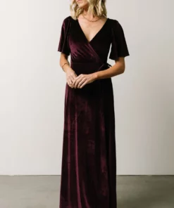 BB Custom Meghan Velvet Wrap Maxi Dress | Eggplant