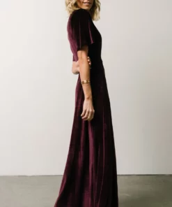 BB Custom Meghan Velvet Wrap Maxi Dress | Eggplant
