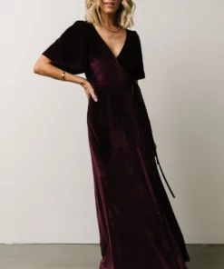 BB Custom Meghan Velvet Wrap Maxi Dress | Eggplant