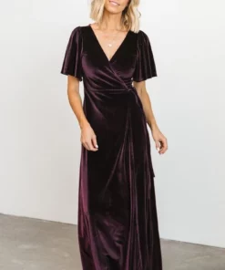 BB Custom Meghan Velvet Wrap Maxi Dress | Eggplant