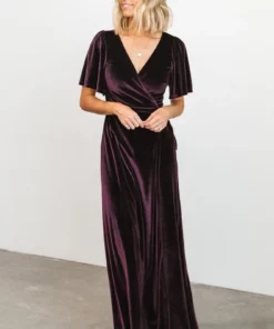 BB Custom Meghan Velvet Wrap Maxi Dress | Eggplant