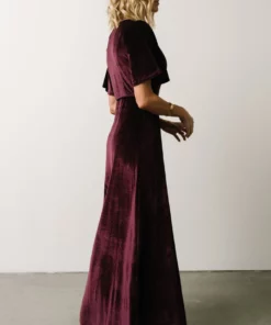 BB Custom Meghan Velvet Wrap Maxi Dress | Eggplant