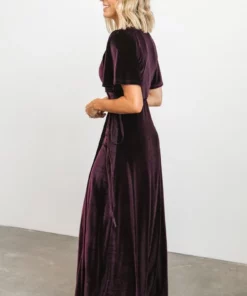 BB Custom Meghan Velvet Wrap Maxi Dress | Eggplant
