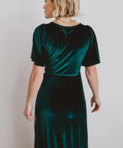BB Custom Meghan Velvet Wrap Maxi Dress | Emerald Dresses