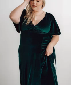 BB Custom Meghan Velvet Wrap Maxi Dress | Emerald Dresses