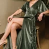 BB Custom Meghan Velvet Wrap Maxi Dress | Eucalyptus Dresses