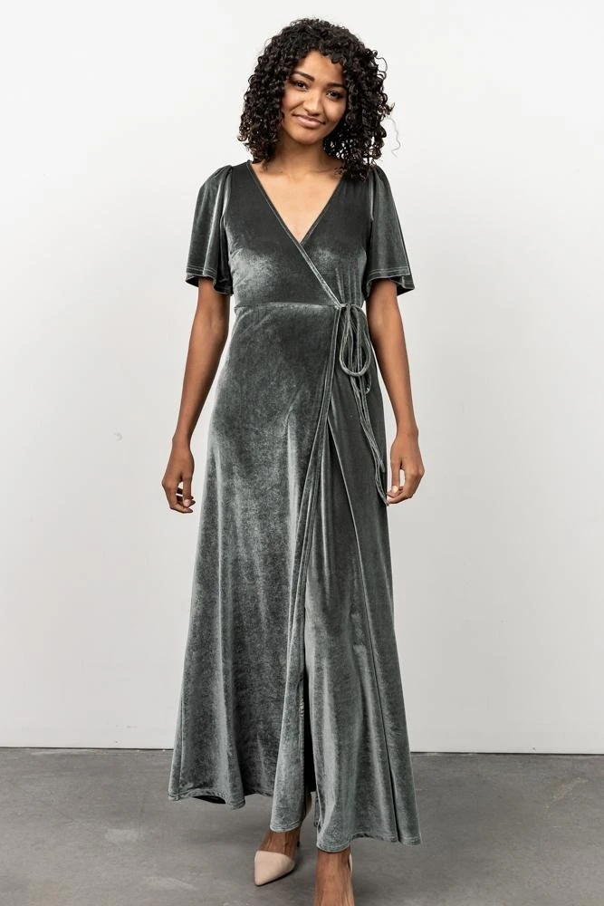 BB Custom Meghan Velvet Wrap Maxi Dress | Eucalyptus Dresses 8 BB Custom Meghan Velvet Wrap Maxi Dress | Eucalyptus Dresses