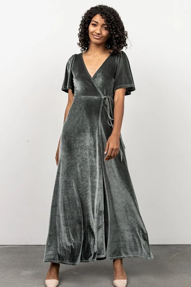 BB Custom Meghan Velvet Wrap Maxi Dress | Eucalyptus Dresses 4 BB Custom Meghan Velvet Wrap Maxi Dress | Eucalyptus Dresses