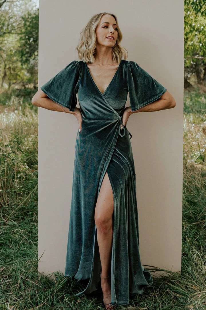 BB Custom Meghan Velvet Wrap Maxi Dress | Eucalyptus Dresses 7 BB Custom Meghan Velvet Wrap Maxi Dress | Eucalyptus Dresses