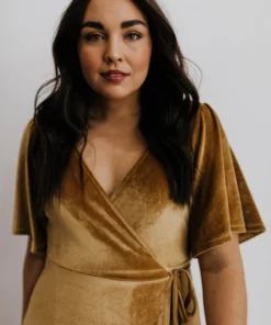 BB Custom Meghan Velvet Wrap Maxi Dress | Gold