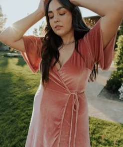 BB Custom Meghan Velvet Wrap Maxi Dress | Mauve Dresses