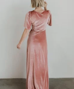 BB Custom Meghan Velvet Wrap Maxi Dress | Mauve Dresses