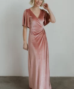 BB Custom Meghan Velvet Wrap Maxi Dress | Mauve Dresses
