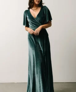BB Custom Meghan Velvet Wrap Maxi Dress | Persian Blue