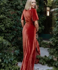 BB Custom Meghan Velvet Wrap Maxi Dress | Rust 16 BB Custom Meghan Velvet Wrap Maxi Dress | Rust