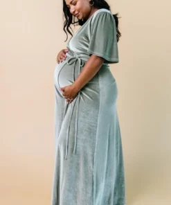 BB Custom Meghan Velvet Wrap Maxi Dress | Sage Dresses