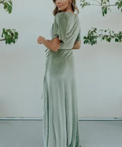 BB Custom Meghan Velvet Wrap Maxi Dress | Sage Dresses