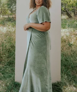 BB Custom Meghan Velvet Wrap Maxi Dress | Sage Dresses