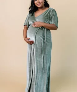 BB Custom Meghan Velvet Wrap Maxi Dress | Sage Dresses