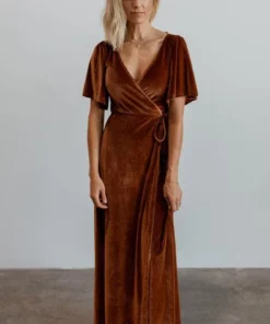 BB Custom Dresses Meghan Velvet Wrap Maxi Dress | Spice
