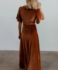 BB Custom Dresses Meghan Velvet Wrap Maxi Dress | Spice