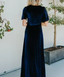BB Custom Meghan Velvet Wrap Maxi Dress | Navy 9 BB Custom Meghan Velvet Wrap Maxi Dress | Navy