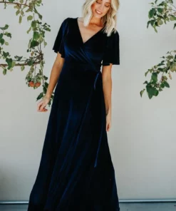 BB Custom Meghan Velvet Wrap Maxi Dress | Navy 13 BB Custom Meghan Velvet Wrap Maxi Dress | Navy