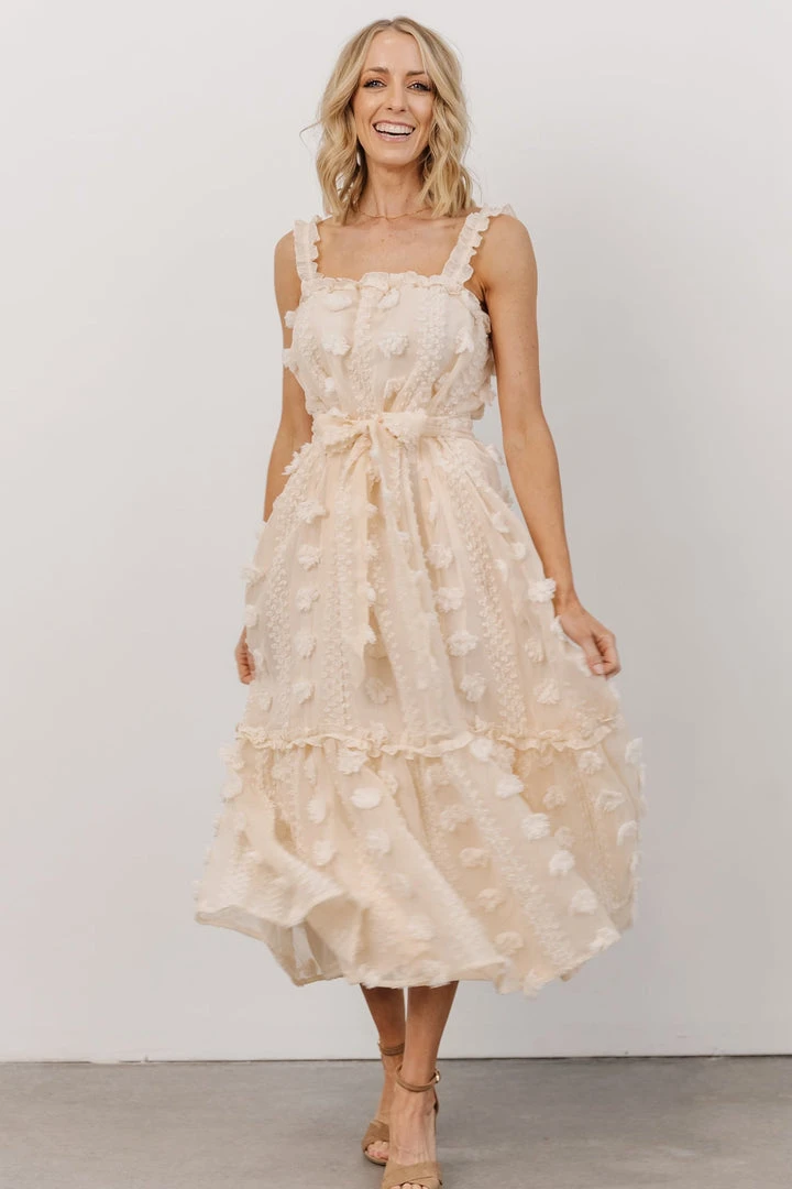 FT Dresses Melody Swiss Dot Midi Dress | Vintage Cream 1 FT Dresses Melody Swiss Dot Midi Dress | Vintage Cream