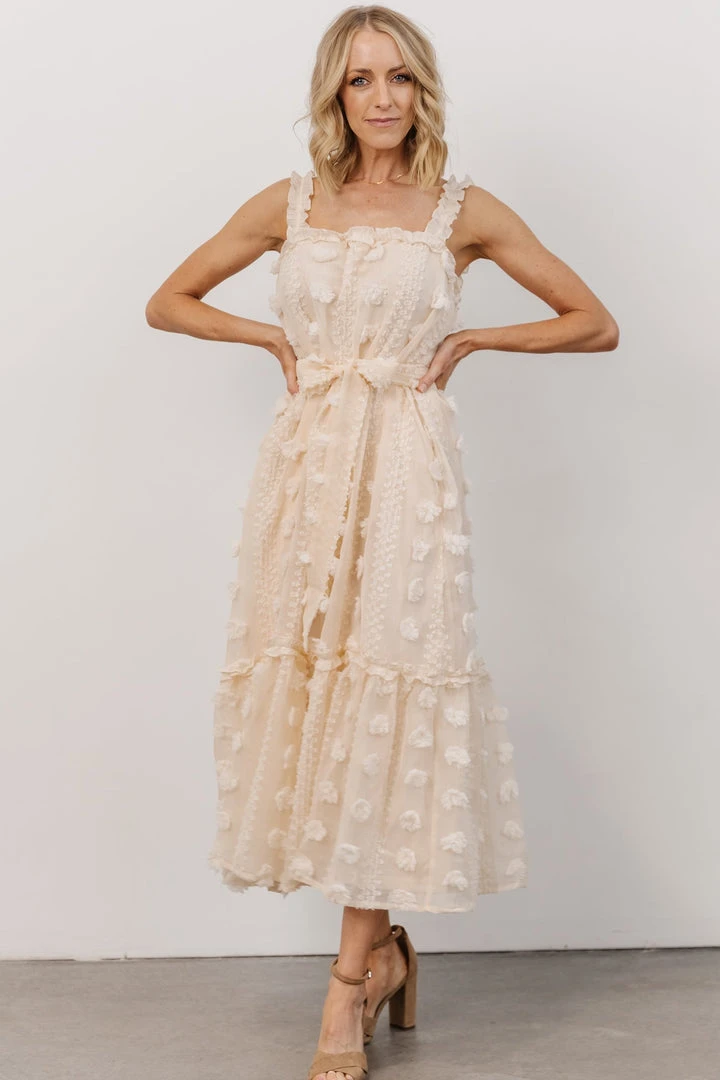 FT Dresses Melody Swiss Dot Midi Dress | Vintage Cream 8 FT Dresses Melody Swiss Dot Midi Dress | Vintage Cream