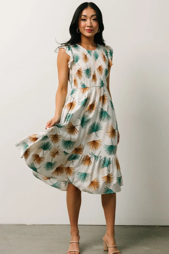 HAY Micah Tropical Midi Dress | Ivory 2 HAY Micah Tropical Midi Dress | Ivory