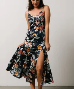 DF Dresses Midnight Tropics Satin Dress | Deep Blue Floral 13 DF Dresses Midnight Tropics Satin Dress | Deep Blue Floral
