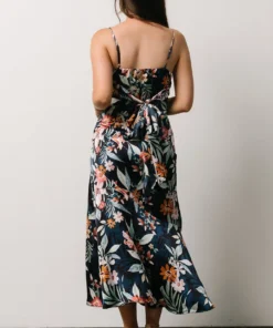 DF Dresses Midnight Tropics Satin Dress | Deep Blue Floral 10 DF Dresses Midnight Tropics Satin Dress | Deep Blue Floral
