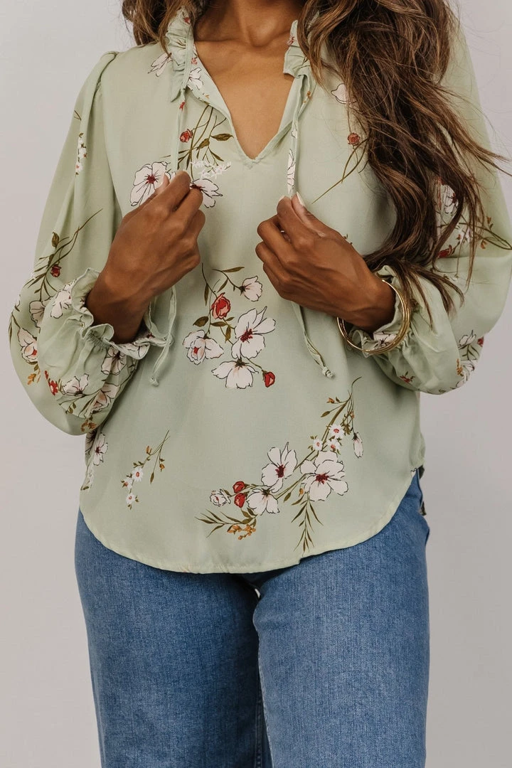 LUM Tops Midway Long Sleeve Top | Sage Floral 2 LUM Tops Midway Long Sleeve Top | Sage Floral