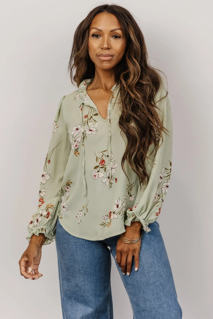 LUM Tops Midway Long Sleeve Top | Sage Floral 1 LUM Tops Midway Long Sleeve Top | Sage Floral