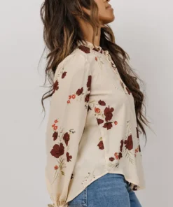 LUM Tops Midway Long Sleeve Top | Vintage Cream Floral