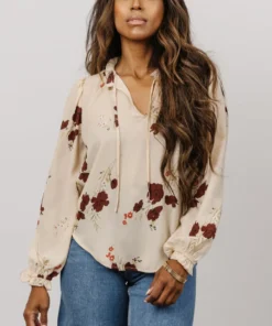 LUM Tops Midway Long Sleeve Top | Vintage Cream Floral