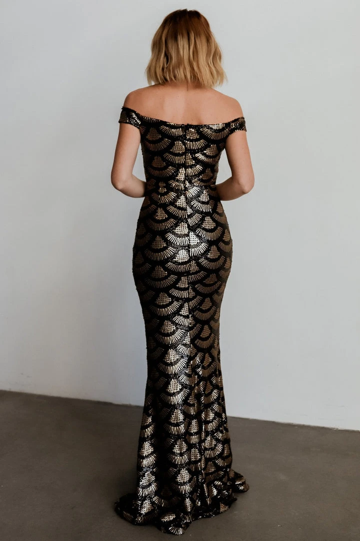 RR Dresses Milan Sequin Gown | Black + Gold 7 RR Dresses Milan Sequin Gown | Black + Gold