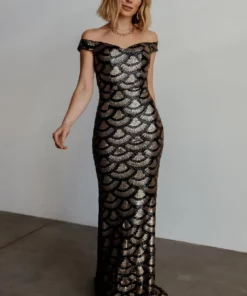 RR Dresses Milan Sequin Gown | Black + Gold 18 RR Dresses Milan Sequin Gown | Black + Gold