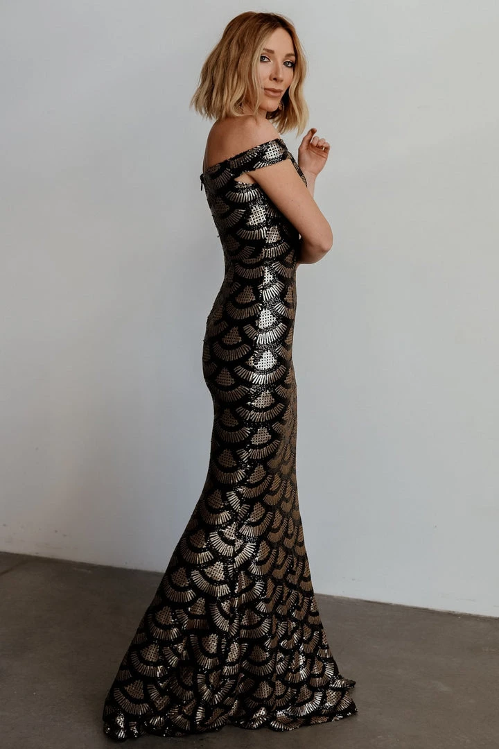 RR Dresses Milan Sequin Gown | Black + Gold 8 RR Dresses Milan Sequin Gown | Black + Gold