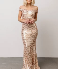 RR Milan Sequin Gown | Rose Gold Dresses