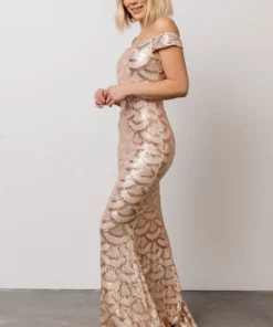 RR Milan Sequin Gown | Rose Gold Dresses
