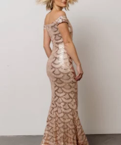 RR Milan Sequin Gown | Rose Gold Dresses