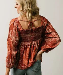 Millie Blouse | Crimson Print