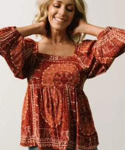 Millie Blouse | Crimson Print