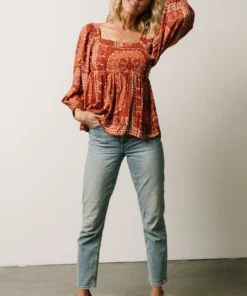 Millie Blouse | Crimson Print