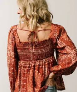 Millie Blouse | Crimson Print